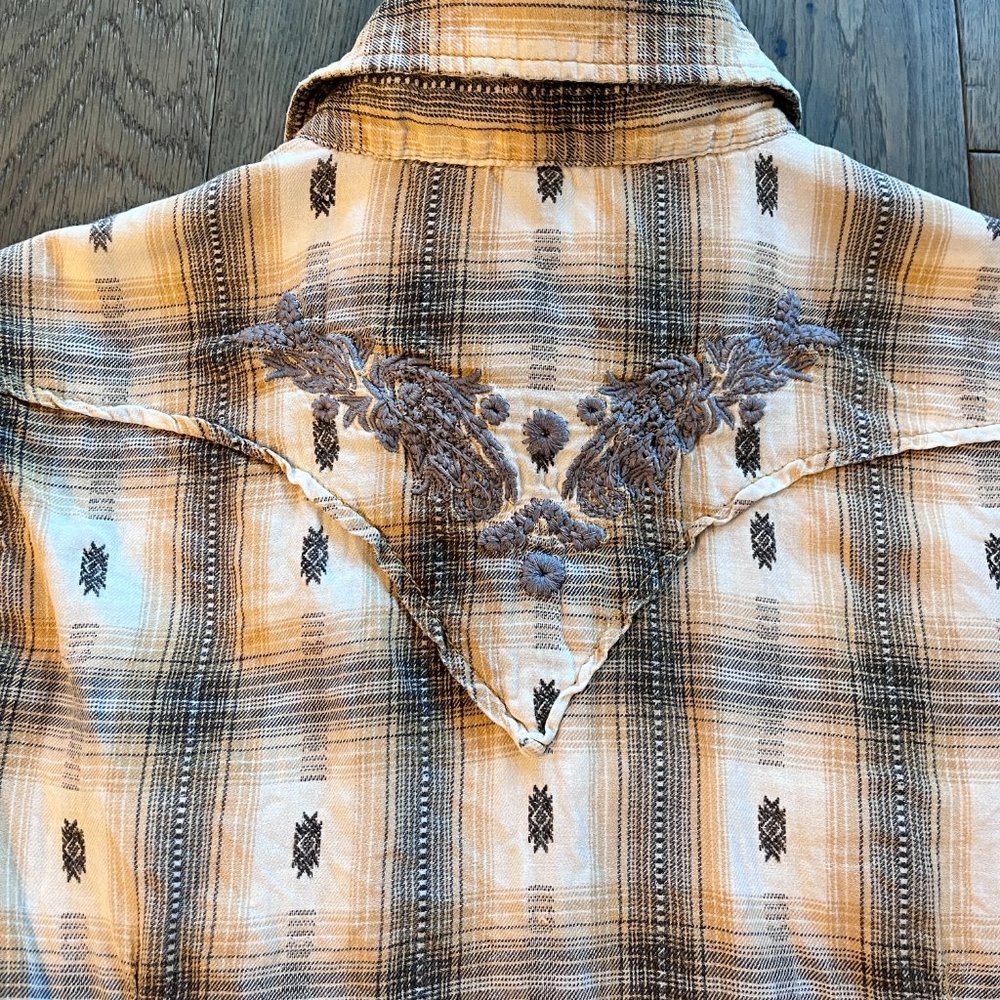 Ryan Michael Western Snap Button Plaid Long Sleeve Shirt 100% Cotton - Medium - Picture 8 of 8